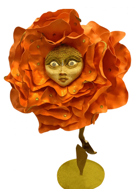 фото высокого 150 см декоративный цветок с лицом в стиле Алиса в Москве напрокат